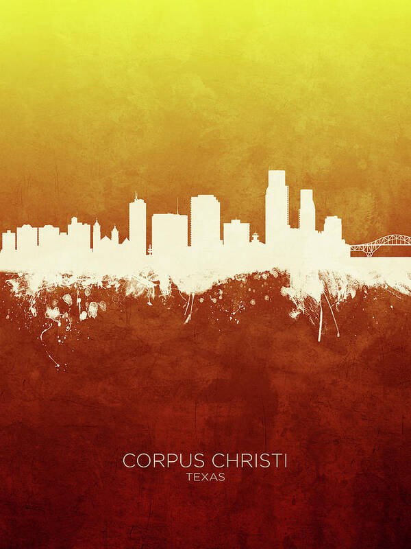 Corpus Christi Poster featuring the digital art Corpus Christi Texas Skyline #10 by Michael Tompsett