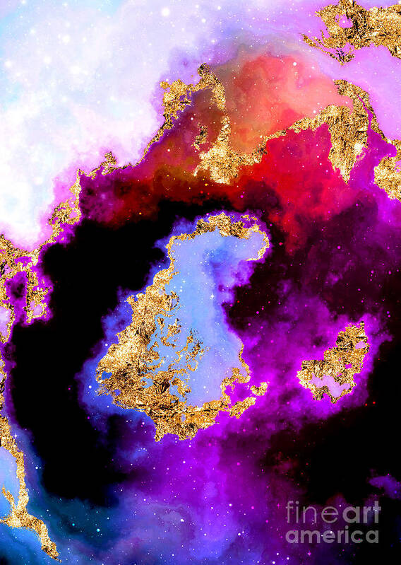 Holyrockarts Poster featuring the mixed media 100 Starry Nebulas in Space Abstract Digital Painting 005 by Holy Rock Design