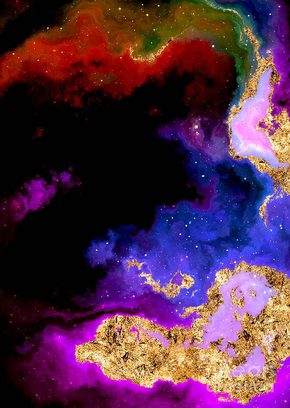 Holyrockarts Poster featuring the mixed media 100 Starry Nebulas in Space Abstract Digital Painting 024 by Holy Rock Design