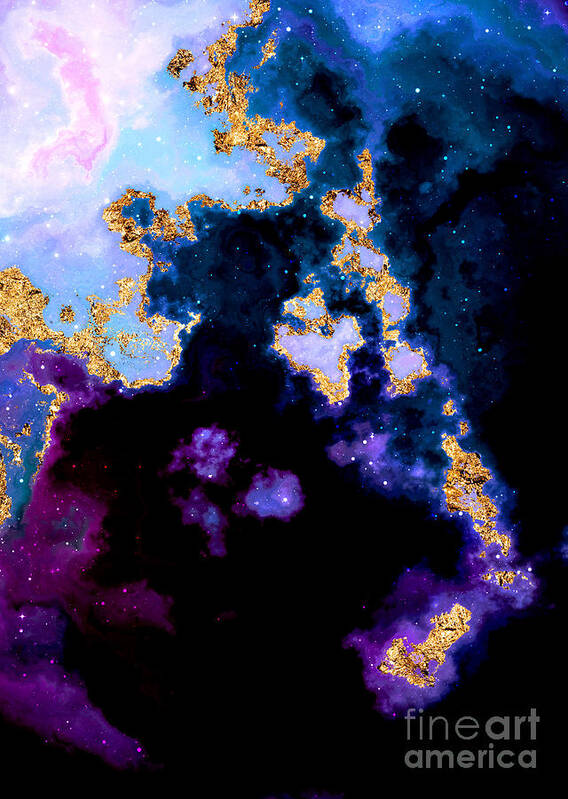 Holyrockarts Poster featuring the mixed media 100 Starry Nebulas in Space Abstract Digital Painting 062 by Holy Rock Design
