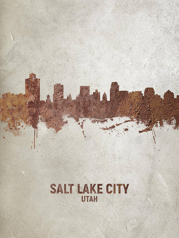 Salt Lake City Poster featuring the digital art Salt Lake City Utah Skyline #14 by Michael Tompsett