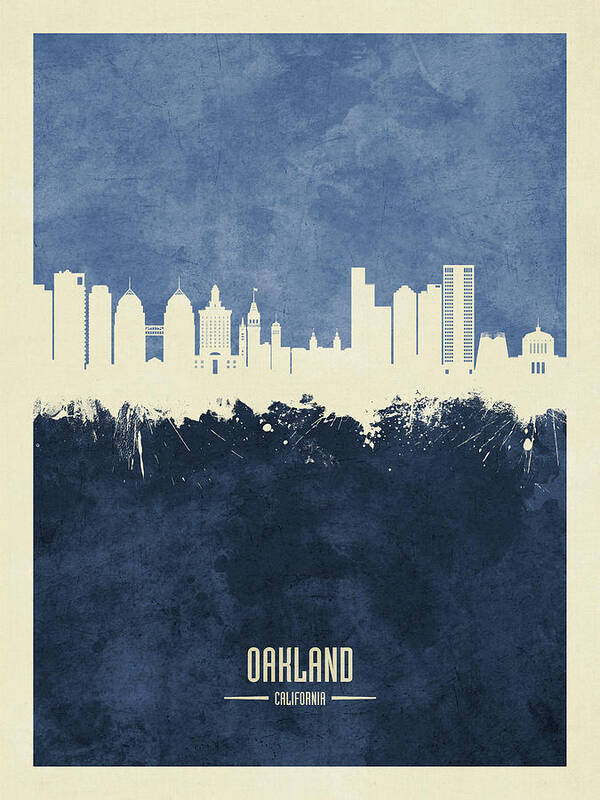 Oakland Poster featuring the digital art Oakland California Skyline #16 by Michael Tompsett