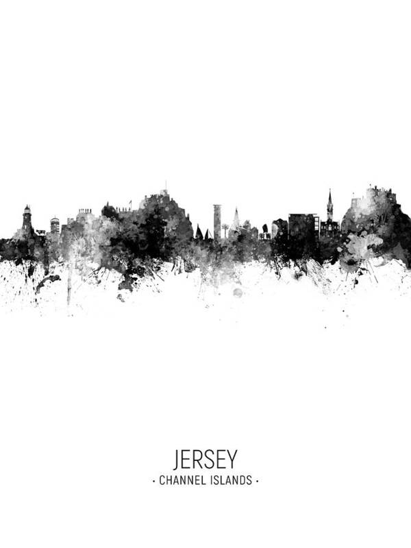 Jersey Poster featuring the digital art Jersey Channel Islands Skyline #17 by Michael Tompsett