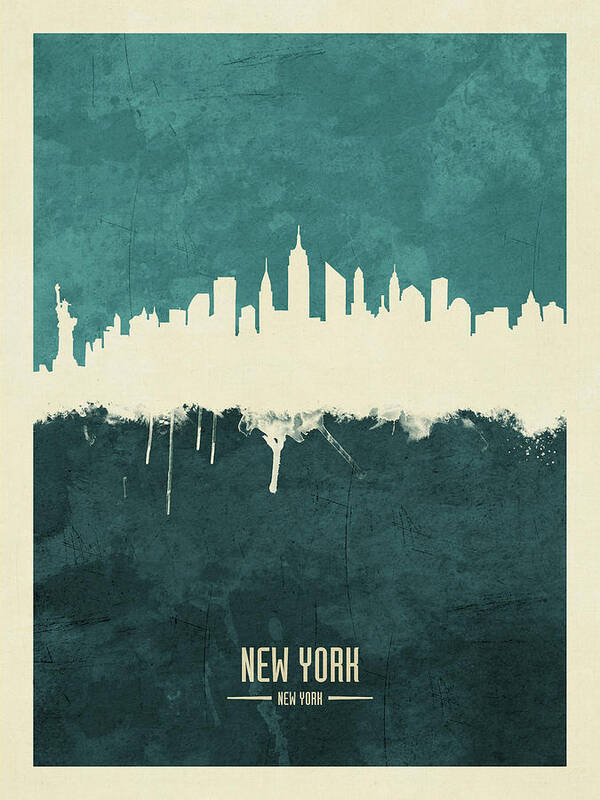 New York Poster featuring the digital art New York City Skyline #17 by Michael Tompsett