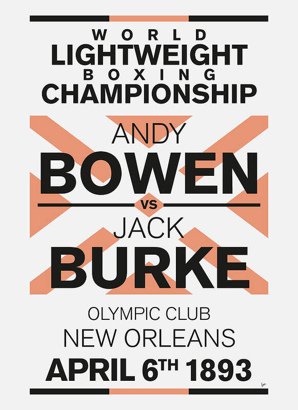 Andy Poster featuring the digital art 1893 MY Bowen vs Burke Minimal Boxing Poster by Chungkong Art