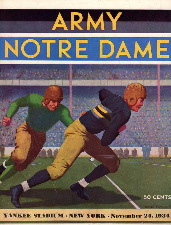 1934 Poster featuring the drawing 1934 Army vs. Notre Dame by Row One Brand