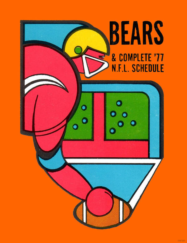 Chicago Poster featuring the mixed media 1977 Chicago Bears NFL Schedule Art by Row One Brand