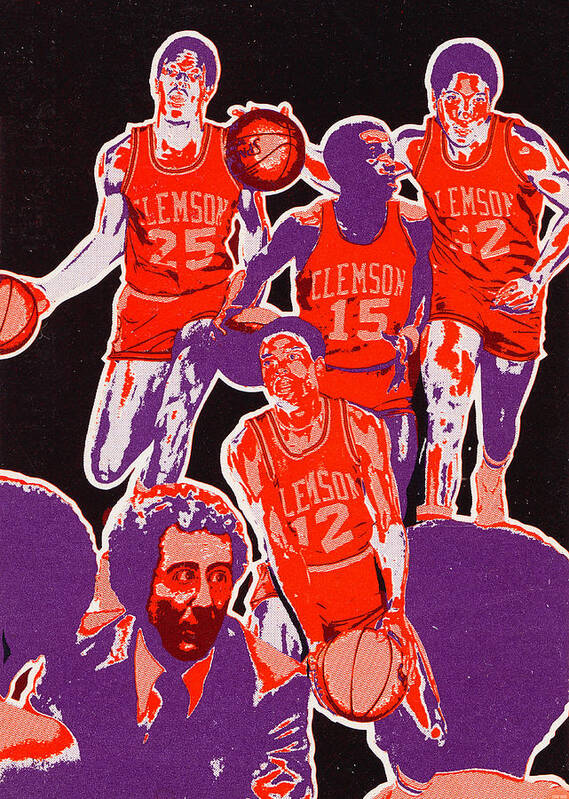 Clemson Basketball Poster featuring the mixed media 1978 Clemson Basketball Art by Row One Brand