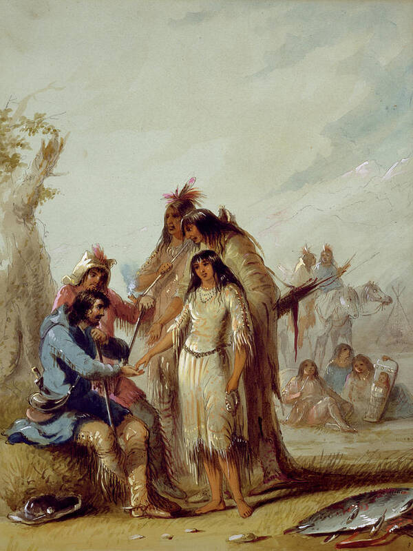 Western Poster featuring the painting The Trapper's Bride #2 by Alfred Jacob Miller