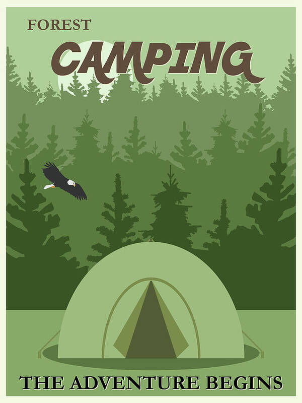Vintage Poster featuring the drawing Vintage Camping Poster #2 by Travel Poster
