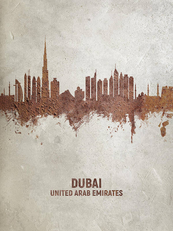 Dubai Poster featuring the digital art Dubai Skyline #21 by Michael Tompsett