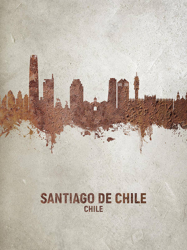 Santiago De Chile Poster featuring the digital art Santiago de Chile Skyline #21 by Michael Tompsett