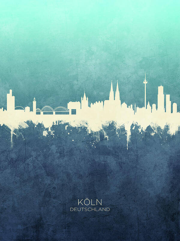 Cologne Poster featuring the digital art Cologne Germany Skyline #23 by Michael Tompsett