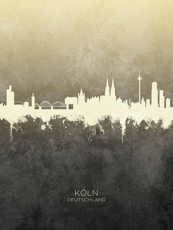 Cologne Poster featuring the digital art Cologne Germany Skyline #26 by Michael Tompsett
