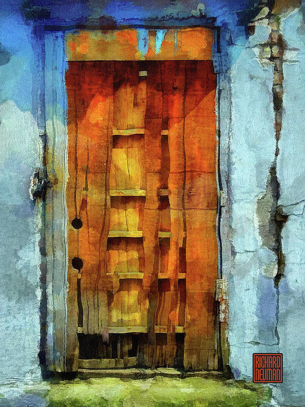Architecture Poster featuring the mixed media 284 Architectural Detail Blue House Door, Wuhan, China by Richard Neuman Architectural Gifts