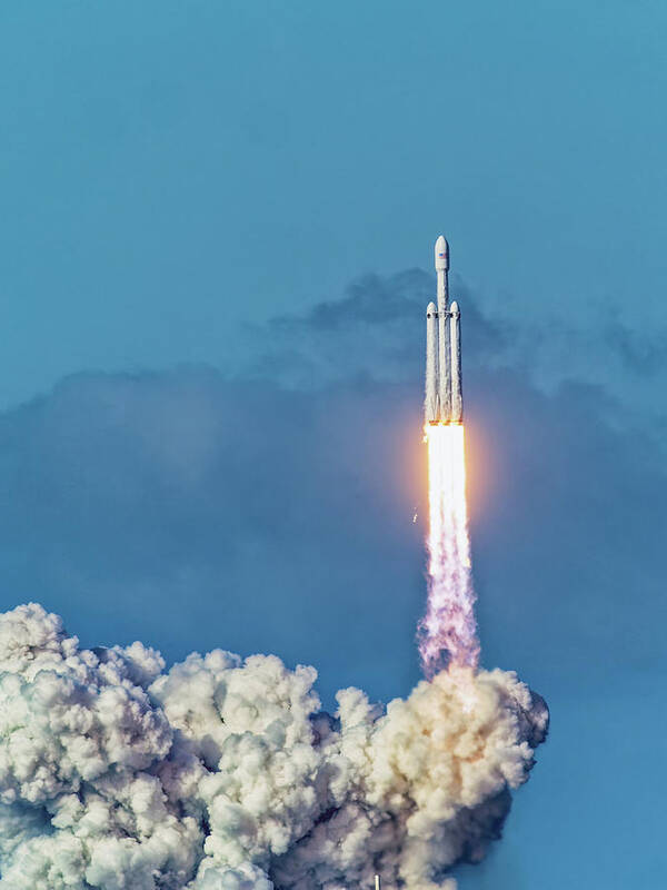 Spacex Poster featuring the photograph Falcon Heavy Test Flight #3 by Ron Dubin