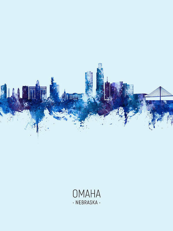 Omaha Poster featuring the digital art Omaha Nebraska Skyline #3 by Michael Tompsett