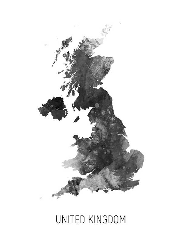 United Kingdom Poster featuring the digital art United Kingdom Watercolor Map #3 by Michael Tompsett