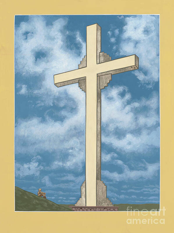 Cross Poster featuring the painting 312 Jeanies Father Beneath the Cross by William Hart McNichols