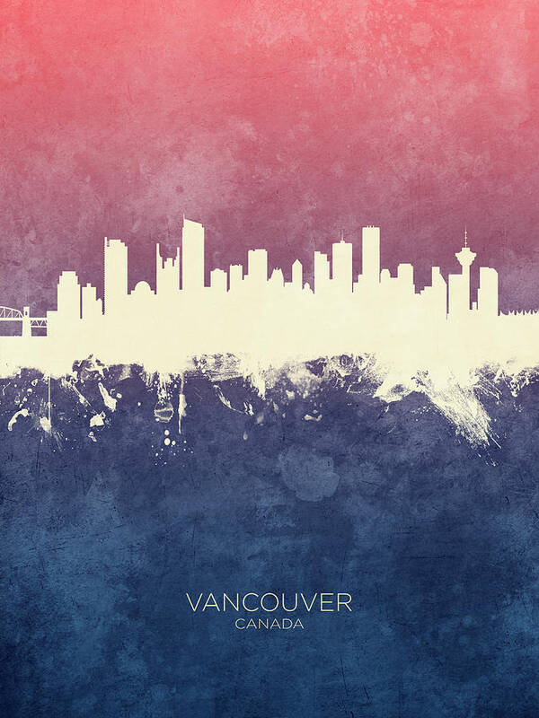 Vancouver Poster featuring the digital art Vancouver Canada Skyline #33 by Michael Tompsett