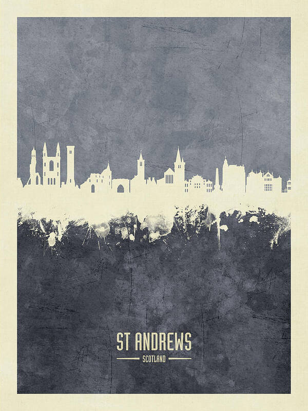 St Andrews Poster featuring the digital art St Andrews Scotland Skyline #34 by Michael Tompsett