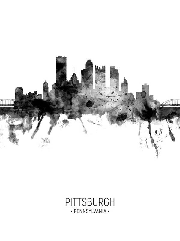 Pittsburgh Poster featuring the digital art Pittsburgh Pennsylvania Skyline #35 by Michael Tompsett
