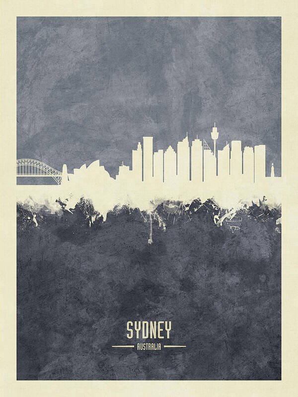 Sydney Poster featuring the digital art Sydney Australia Skyline #41 by Michael Tompsett