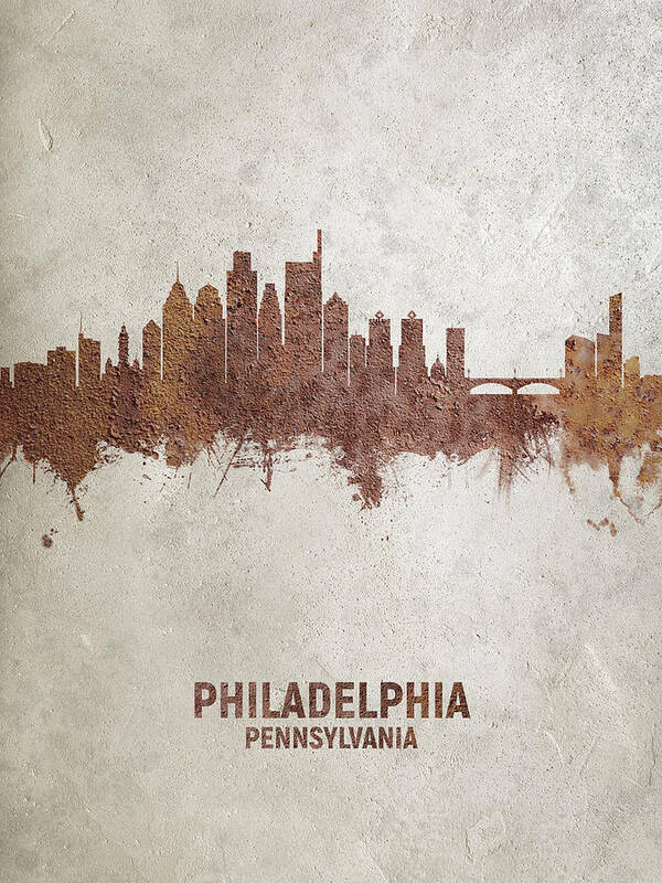 Philadelphia Poster featuring the digital art Philadelphia Pennsylvania Skyline #54 by Michael Tompsett