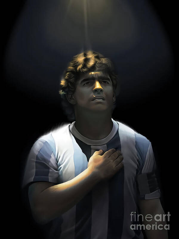  Poster featuring the digital art Diego Maradona #6 by Mark Lambert
