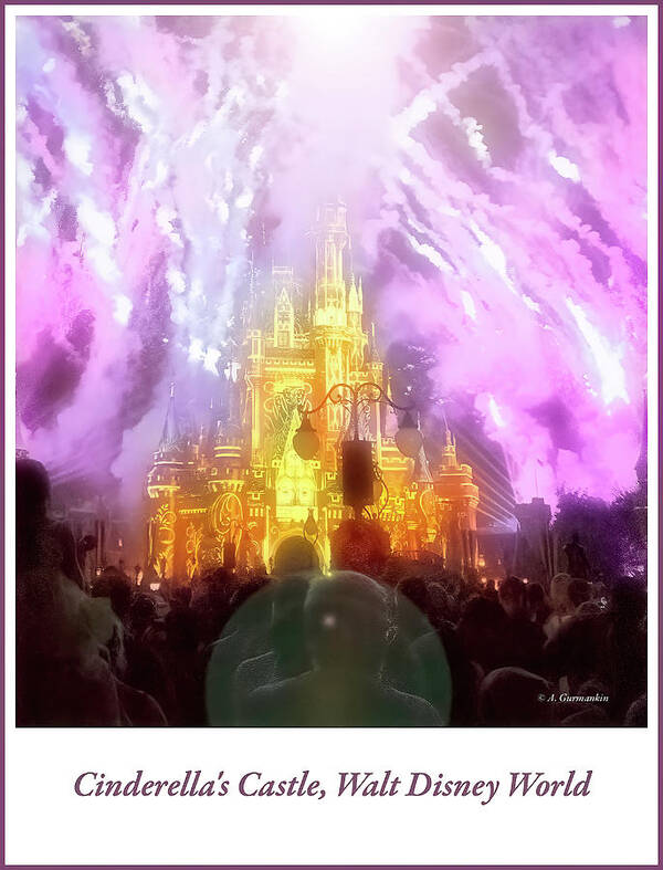 Sky Poster featuring the photograph Fireworks, Cinderella's Castle, Walt Disney World #6 by A Macarthur Gurmankin