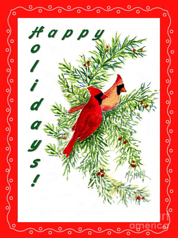 Red Cardinals Poster featuring the painting A Cardinal Christmas by Marilyn Smith