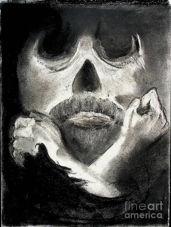 Skull Poster featuring the drawing A Darker Moment by Valerie Shaffer