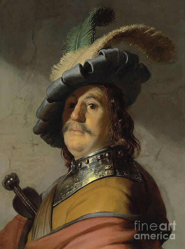 Rembrandt Poster featuring the painting A man in a gorget and cap by Rembrandt Harmensz van Rijn