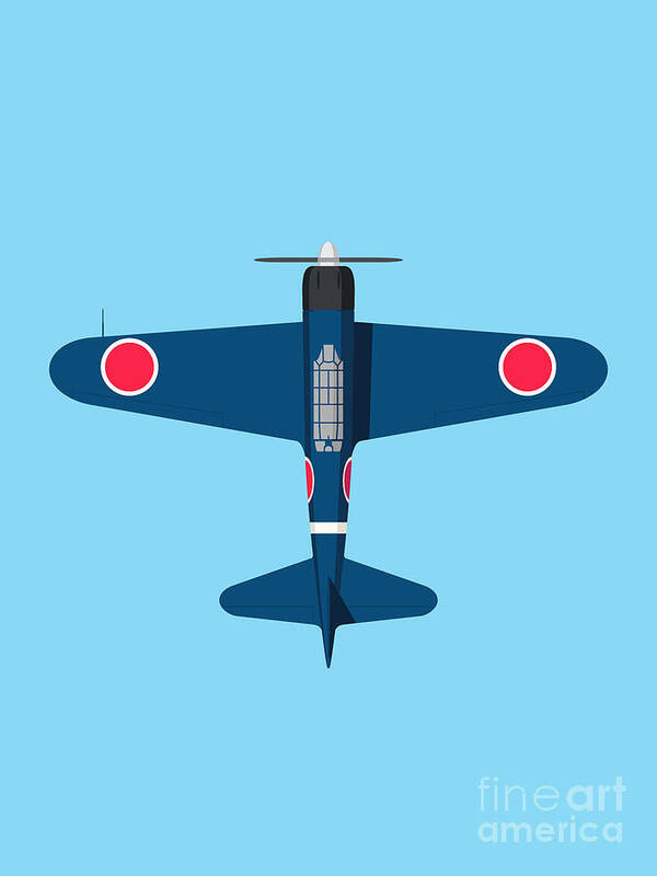 Aircraft Poster featuring the digital art A6M Zero WWII Aircraft - Blue by Organic Synthesis