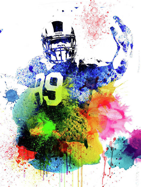 Aaron Donald Poster featuring the mixed media Aaron Donald Watercolor I by Naxart Studio
