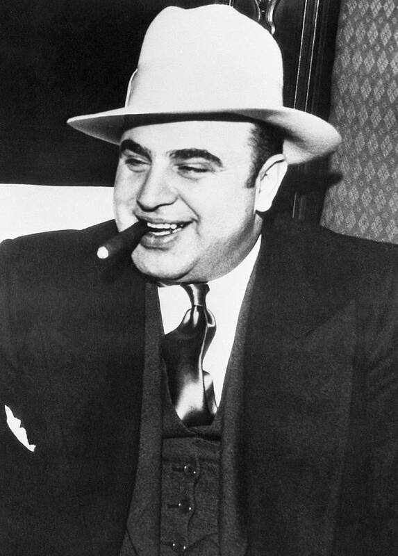 Al Capone Poster featuring the painting Al Capone Smokes a Cigar by American School