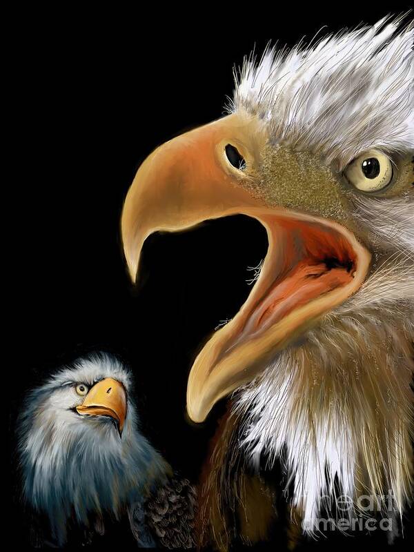 Alaska Poster featuring the digital art Alaska Eagles by Darren Cannell