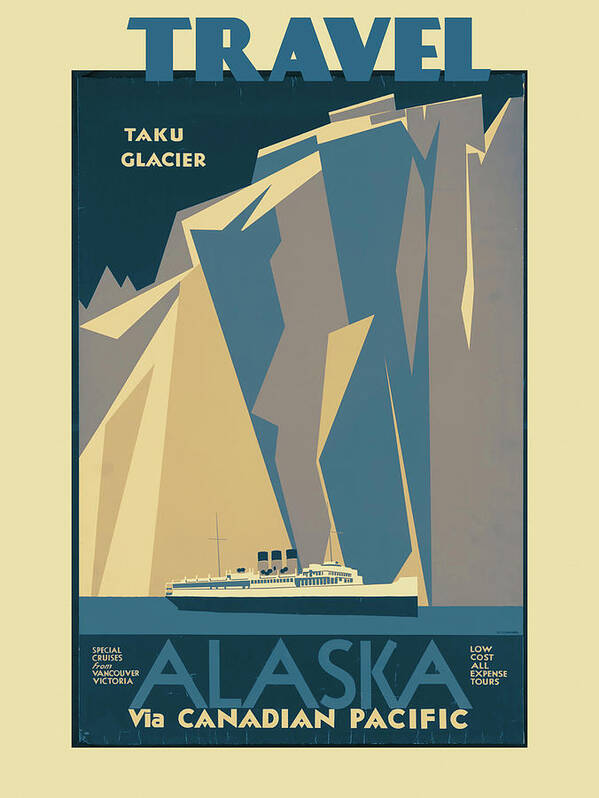 Travel Poster Poster featuring the drawing Alaska Travel Poster by Travel Poster