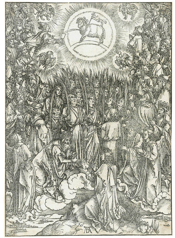 Albrecht Poster featuring the painting ALBRECHT DURER The Adoration of the Lamb, from The Apocalypse by MotionAge Designs