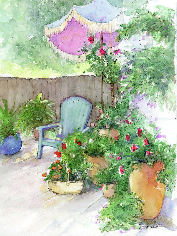 Watercolor Potted Flowers Poster featuring the painting All Decked Out by Rebecca Matthews