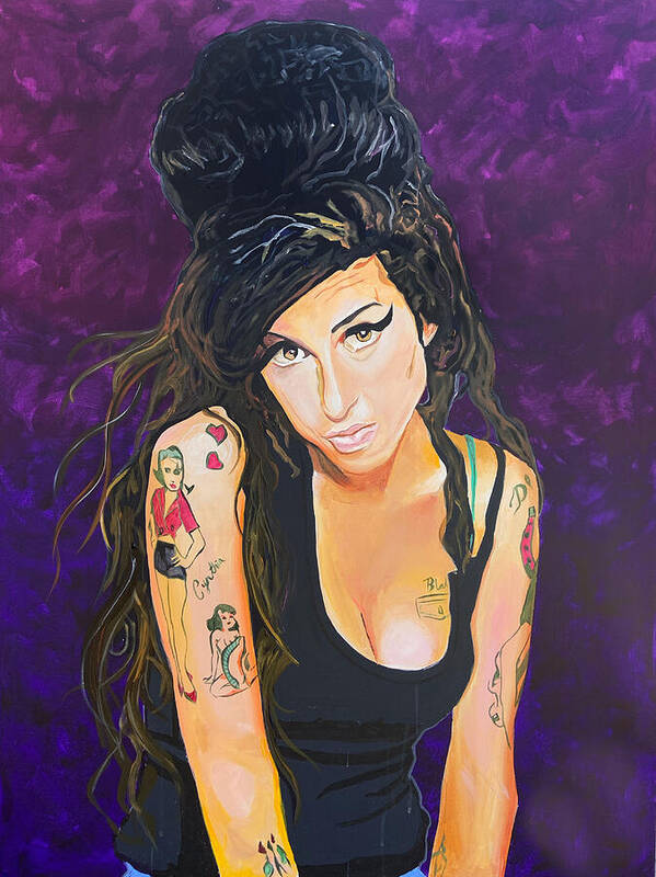 Amy Winehouse Poster featuring the painting Amy Winehouse by Sergio Gutierrez