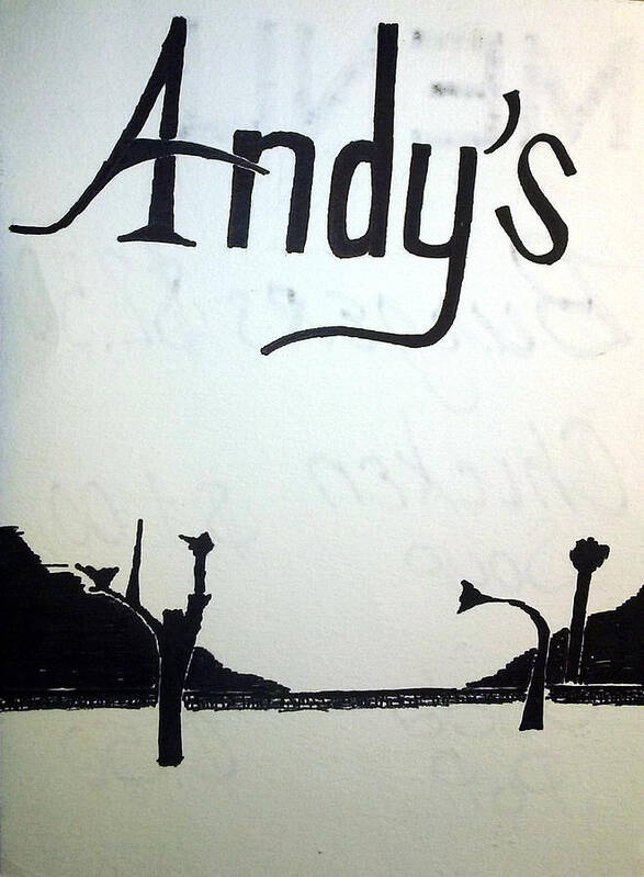 Black Art Poster featuring the drawing Andy's by Donald C-Note Hooker