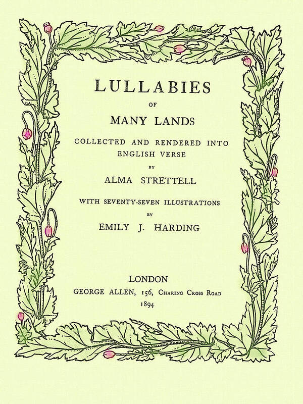 Antique Poster featuring the mixed media Antique Book Title Page Colorized- Lullabies of Many Lands by Shelli Fitzpatrick
