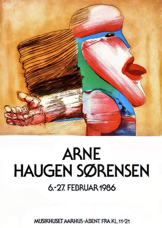 Copenhagen Poster featuring the drawing Arne Haugen Sornsen Art Exhibition Poster Copenhagen 1986 by M G Whittingham