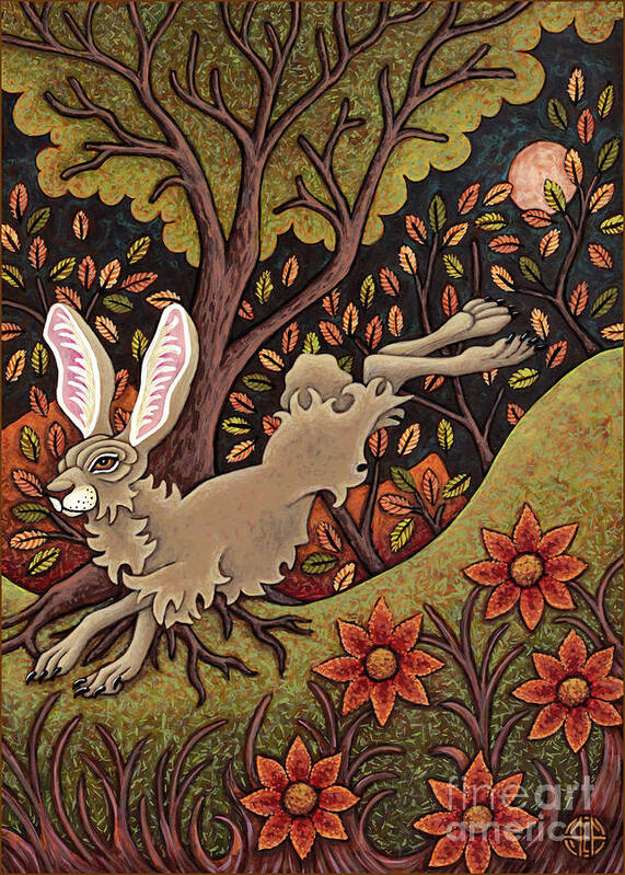 Hare Poster featuring the painting Autumn Evenfall by Amy E Fraser