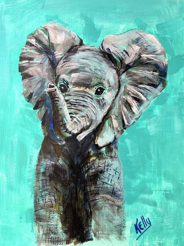 Elephant Poster featuring the painting Baby Elephant by Kelly Smith