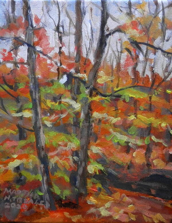 Fall Colors Forest Trees Poster featuring the painting Backyard Fall 1 by Martha Tisdale