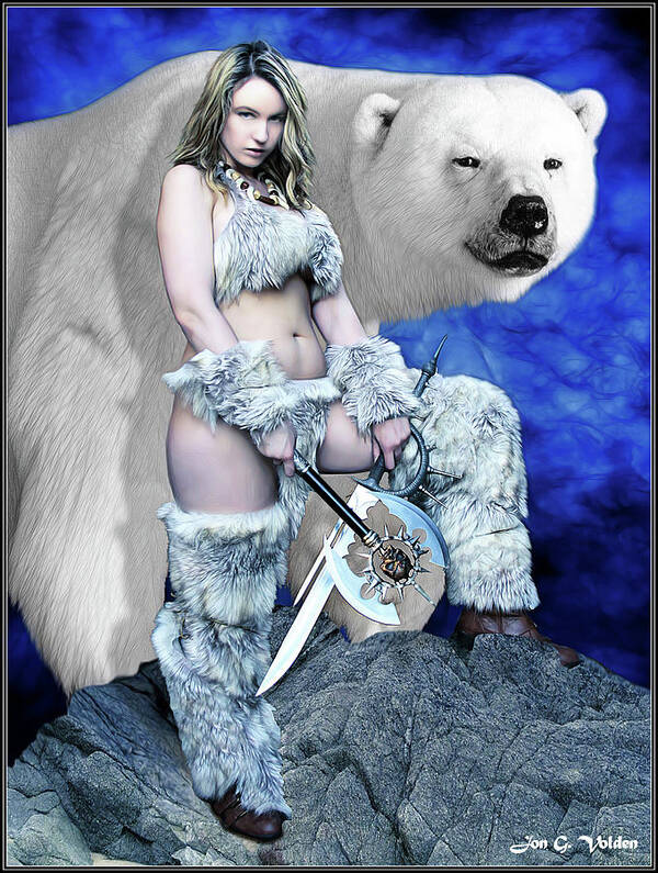 Cosplay Poster featuring the photograph Barbarian With Bear by Jon Volden