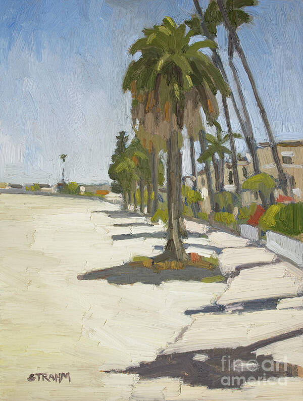 Palm Tree Poster featuring the painting Bayside Walk Palms - Mission Beach, San Diego, California by Paul Strahm