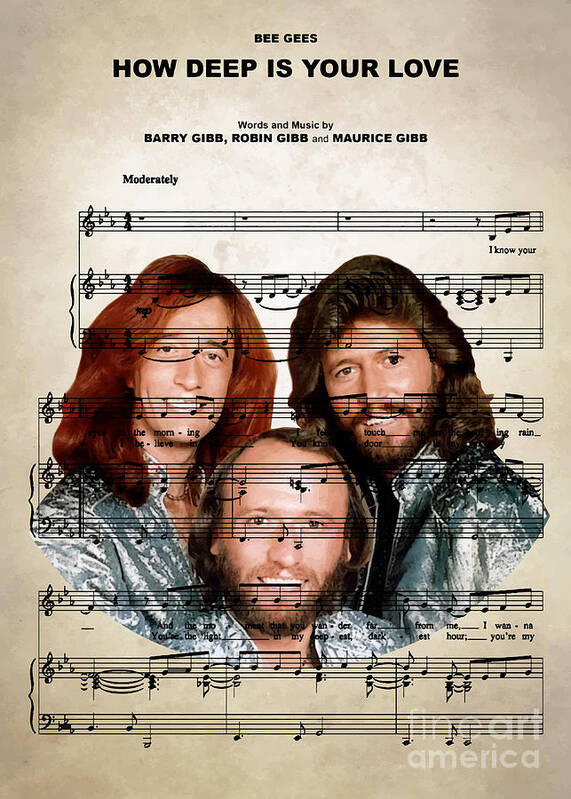 Musician Poster featuring the digital art Bee Gees - How Deep Is Your Love by Bo Kev